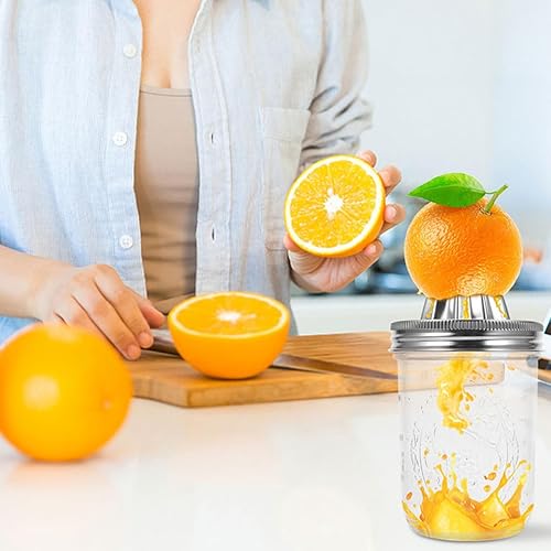 Miniatura 8 de Exprimidor manual de cítricos para tarro Mason de 16.2 fl oz, exprimidor de limón de acero inoxidable para el hogar, exprimidor de frutas para