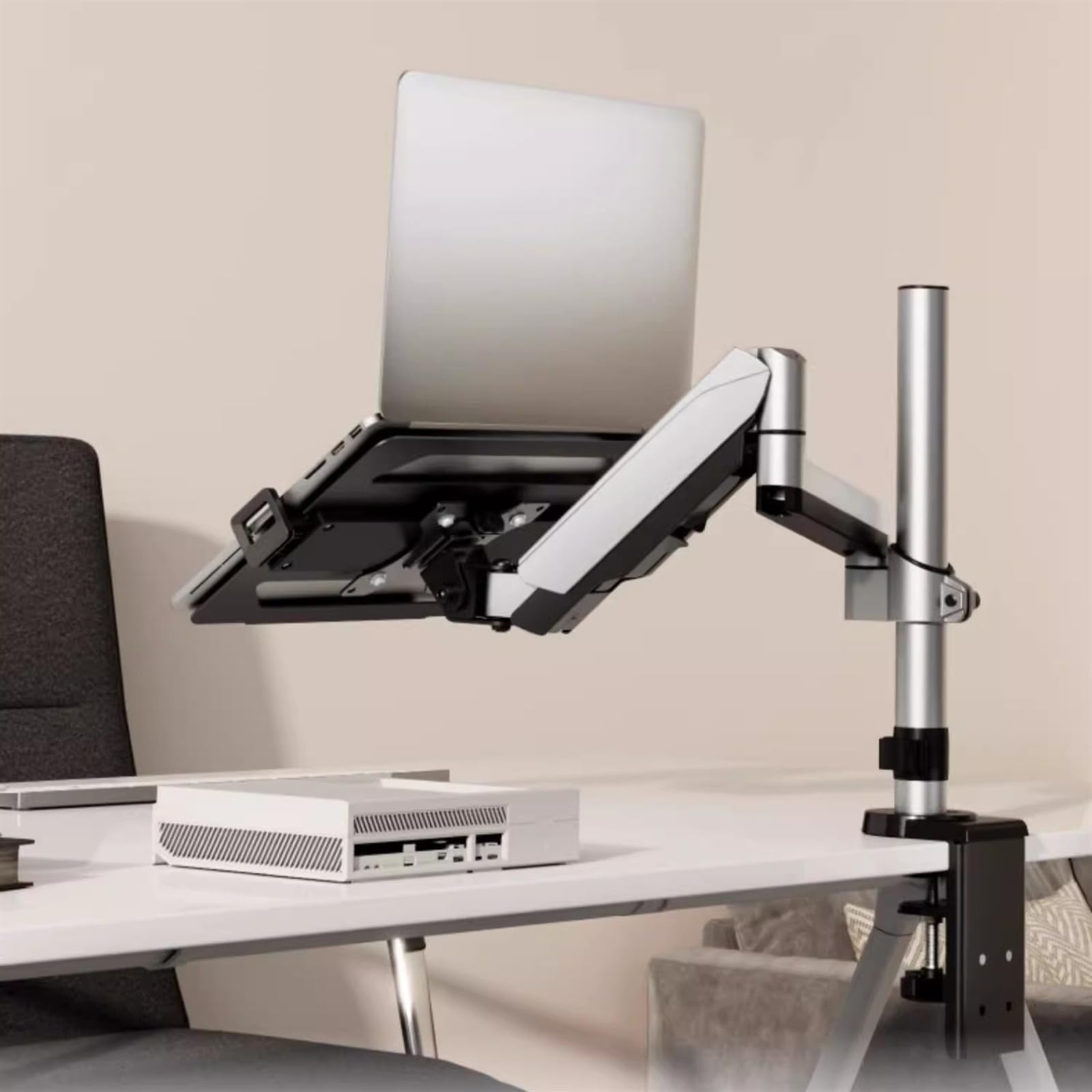 Supporto da scrivania per monitor Supporto da scrivania for laptop 2 in 1 con vassoio for monitor da 17-32" e laptop da 12-17", supporta 19,8 libbre, braccio da scrivania for laptop completamente rego