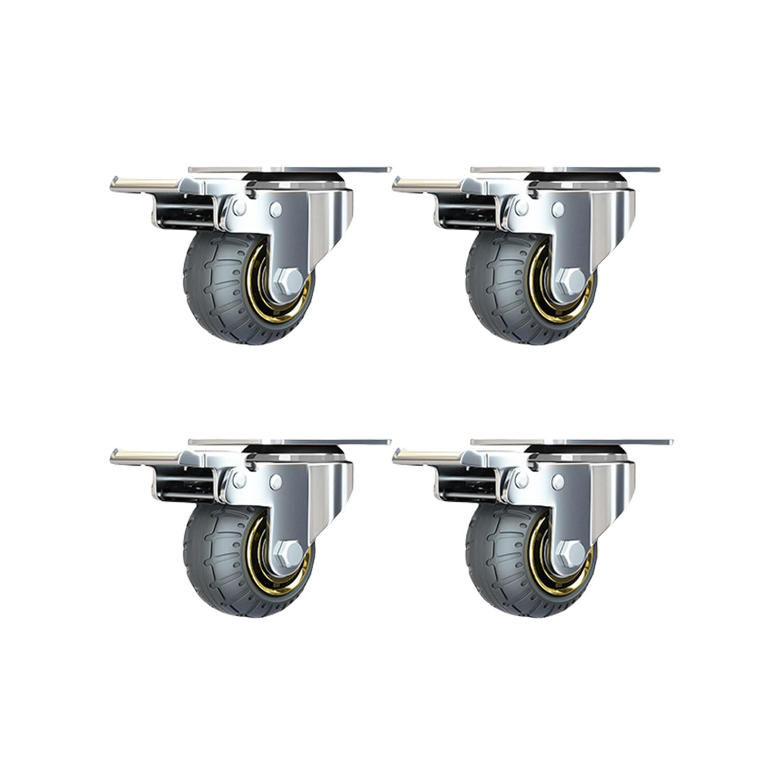Buxuaaaa 3 Inch Brake 4Pcs 3Inch Universals Swivels Casters Swivels Rubber Roller Quiet Trolley Wheel Heavy Duty Furniture Wheel Castor Heavy Duty Furniture Castor