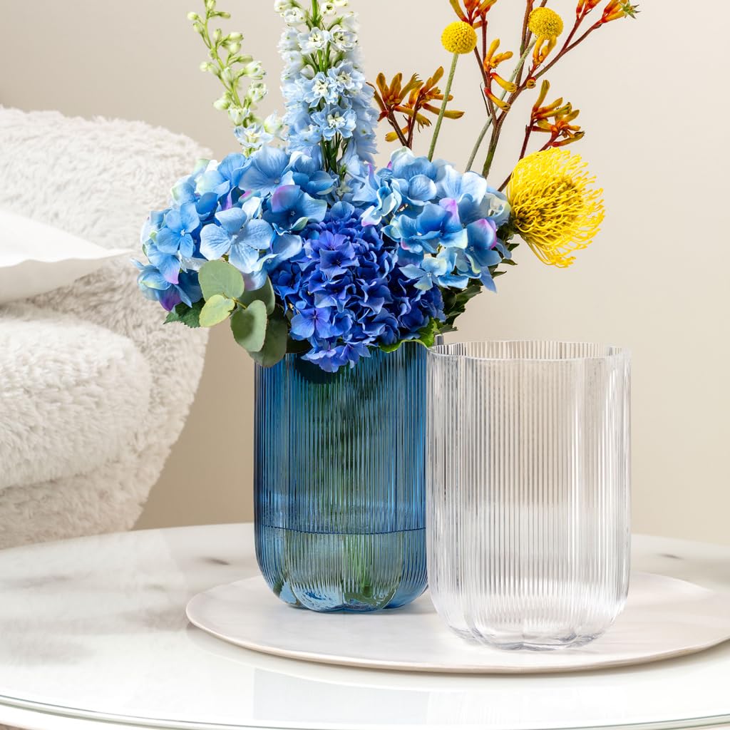 Villeroy & Boch - Fleur, jarrón Decorativo Transparente de 22,5 cm, Gran jarrón de Mesa Apto para lavavajillas, inspiración Floral, Hecho a Mano, Vidrio soplado, artículos de decoración para el hogar