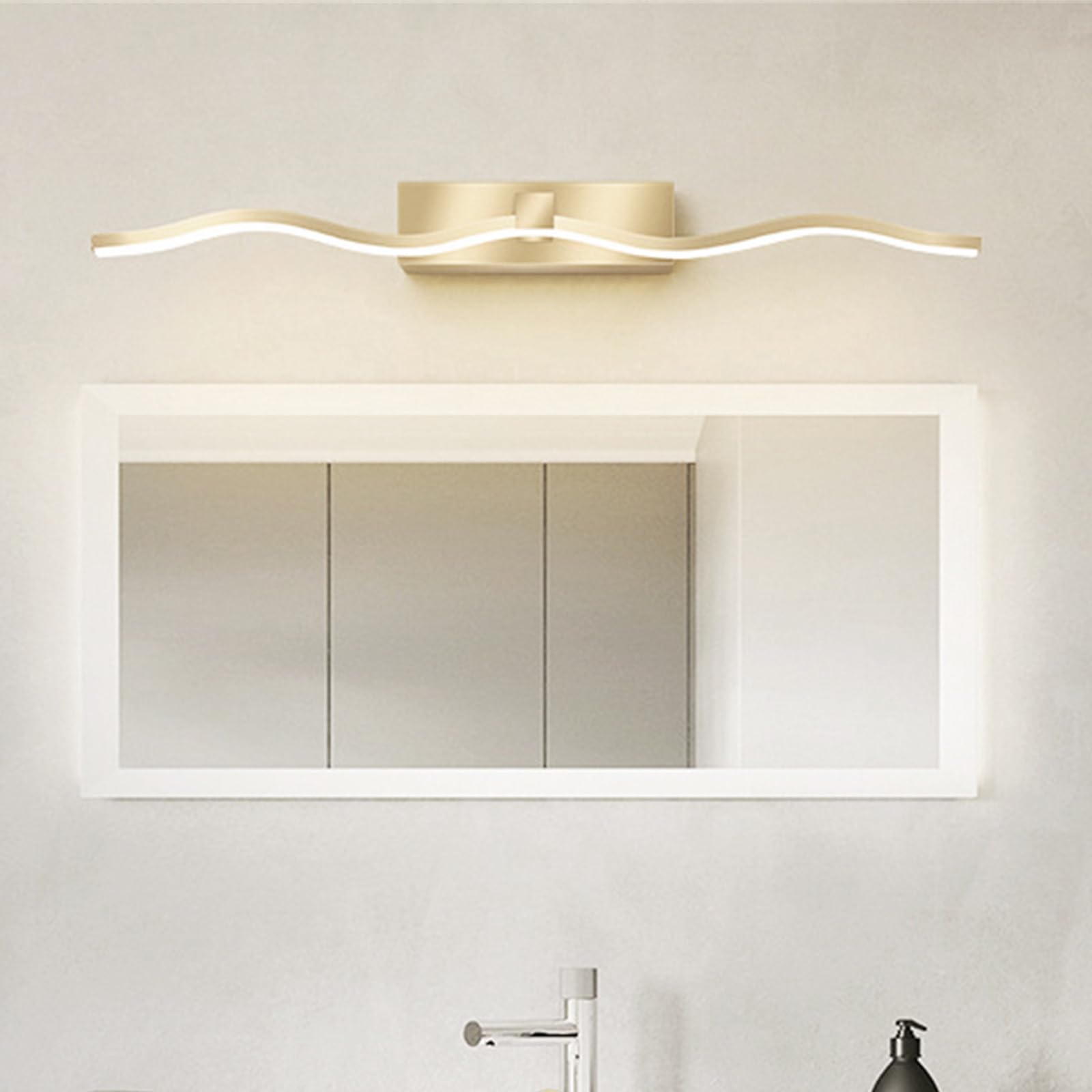 TZSMUM Long Strip LED Wall Lamp Modern Minimalist Wall Sconce Linear Wall Light Aluminum Lighting Fixtures for Stairs Bedroom Living Room Background Mirror Decoration Gold (White Light,40CM)