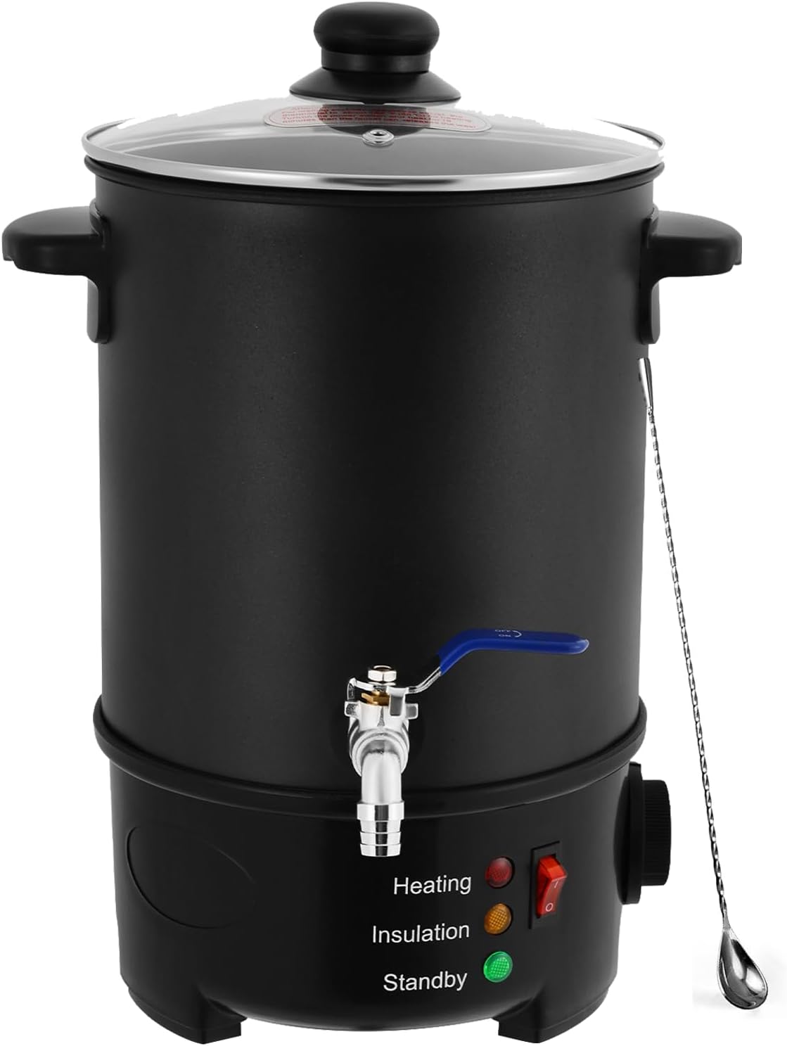 SJXHRFXY 6L Stainless Wax Melter 120V 1000W, 122-212°F Thermostat, 9.92lb Capacity, Spout + Spoon for Candle & Beauty Wax