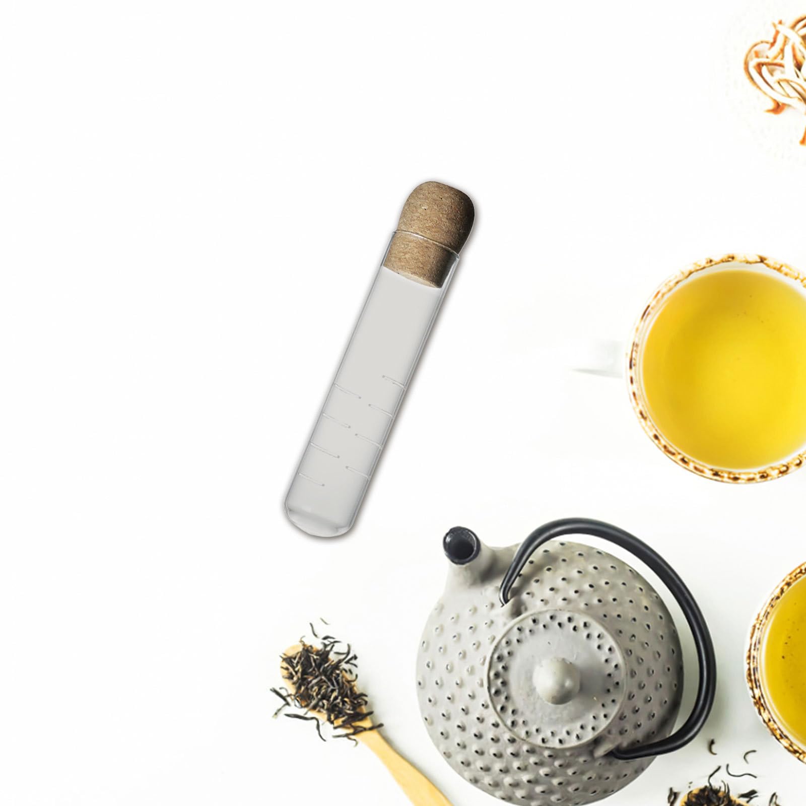 Filtro Infusor de Té de Vidrio Transparente con Corcho, 4 Piezas