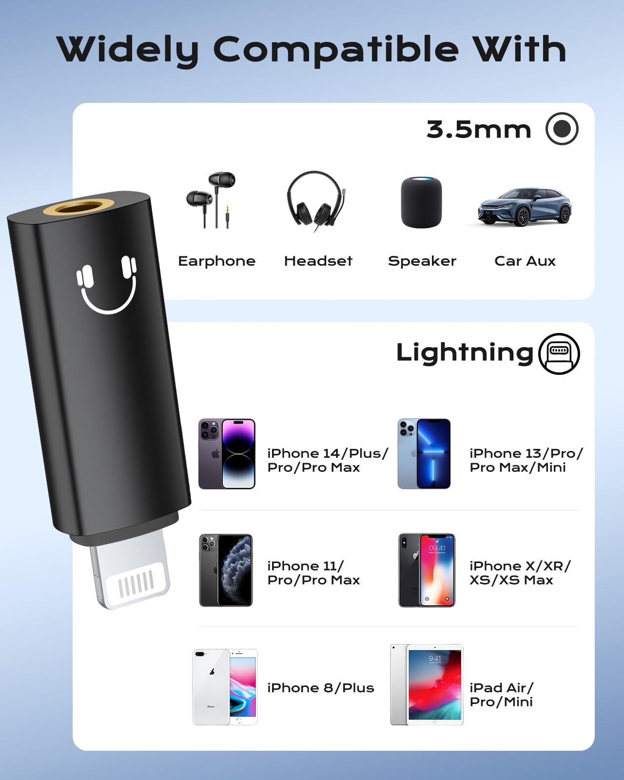 MoKo Adattatore Audio da Lightning a 3,5 mm (Solo Riproduzione Musicale)