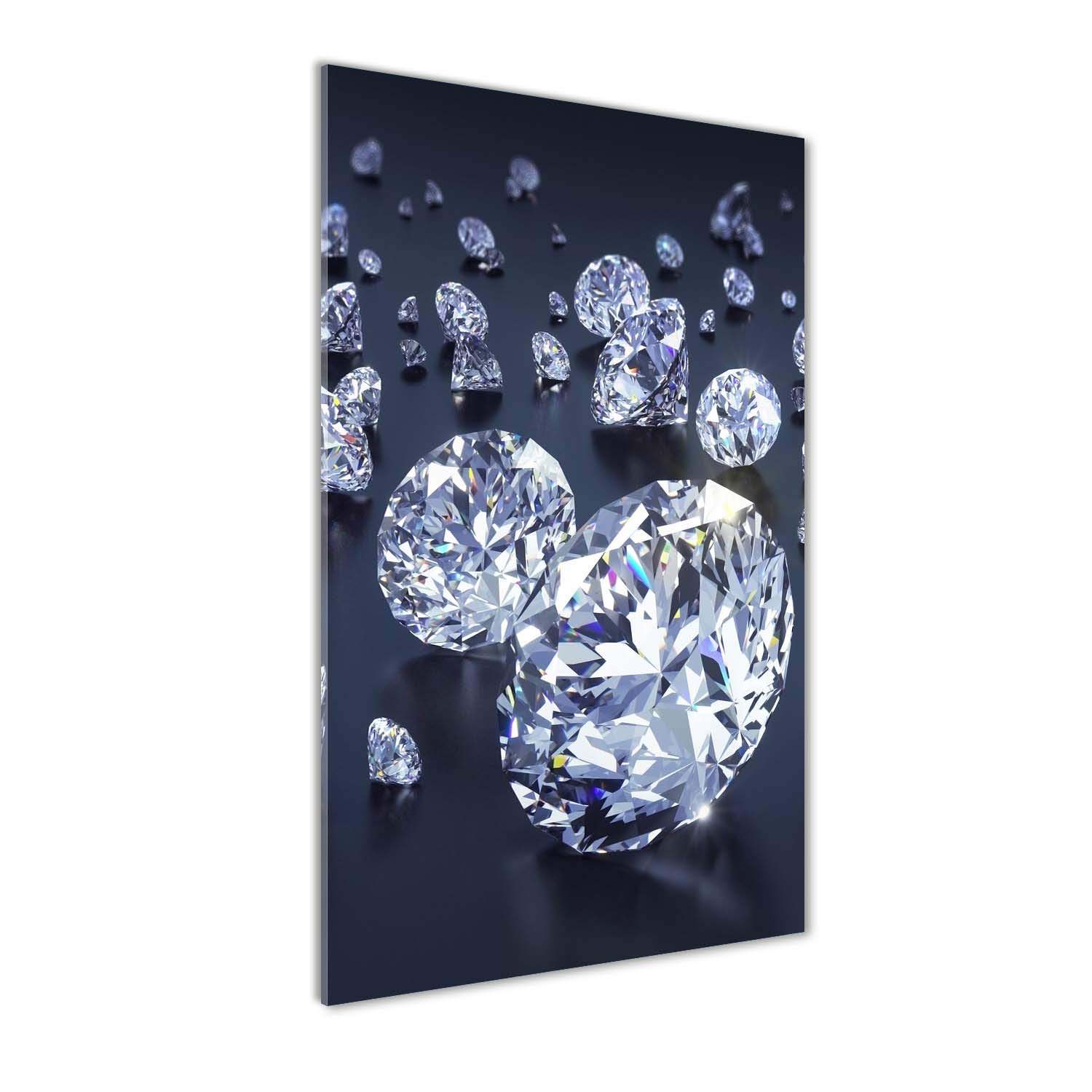 Crédence de cuisine en verre trempé Tulup 70x140 cm au design élégant de diamants blancs