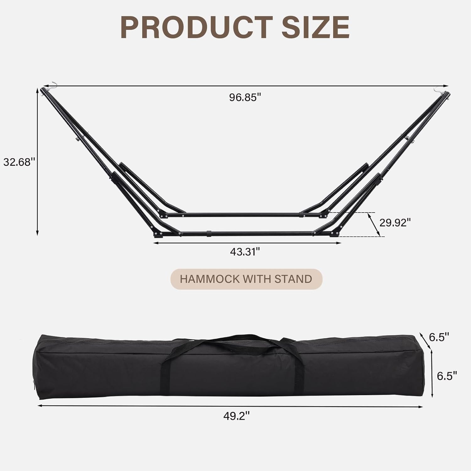 2 in 1 Hammock with Stand, Outdoor Hammock Swing Chair with Portable Heavy Duty Stand, Multi-Functional Hammock Stand 480 lbs Weight Capacit-Coffee
