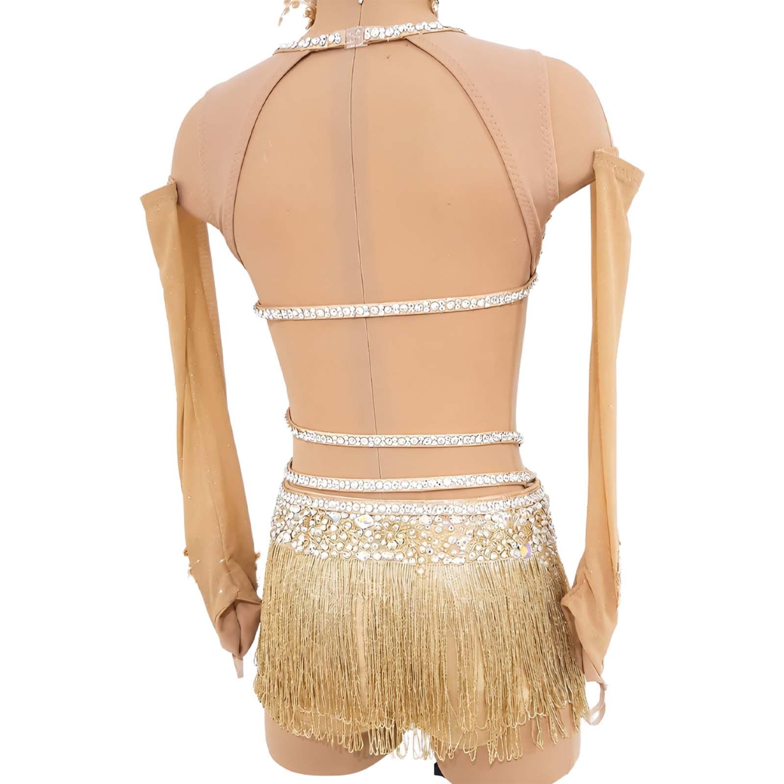 Sukienka do Tańca Latino Damska Spandex Cyrkonie Frędzle na Zawody