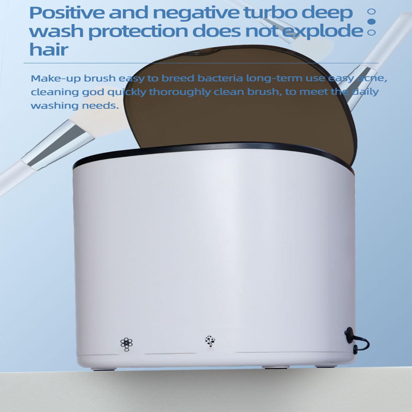Pulitore per pennelli da trucco, lavaggio e asciugatura due in uno, ruota a vortice positiva e negativa, circolazione dell'acqua, comodo da aprire al tatto, asciugare in modo efficiente
