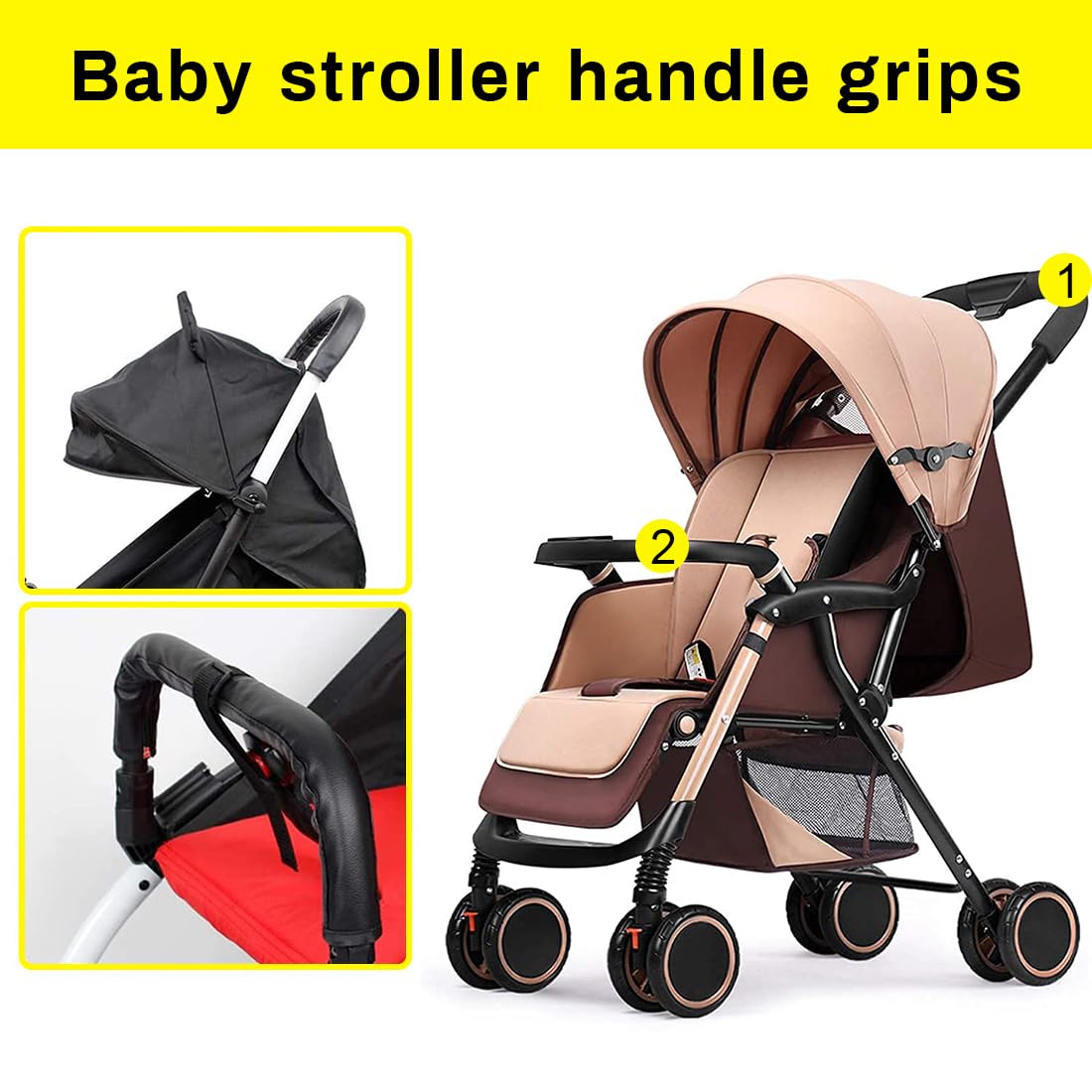 1 Pcs KIDS Copri maniglia ringhiera, copri maniglia passeggino, copri passeggino, Copri maniglia passeggino, Passeggino Individuale - Lunghezza 58 cm, Larghezza 10-12 cm Nero