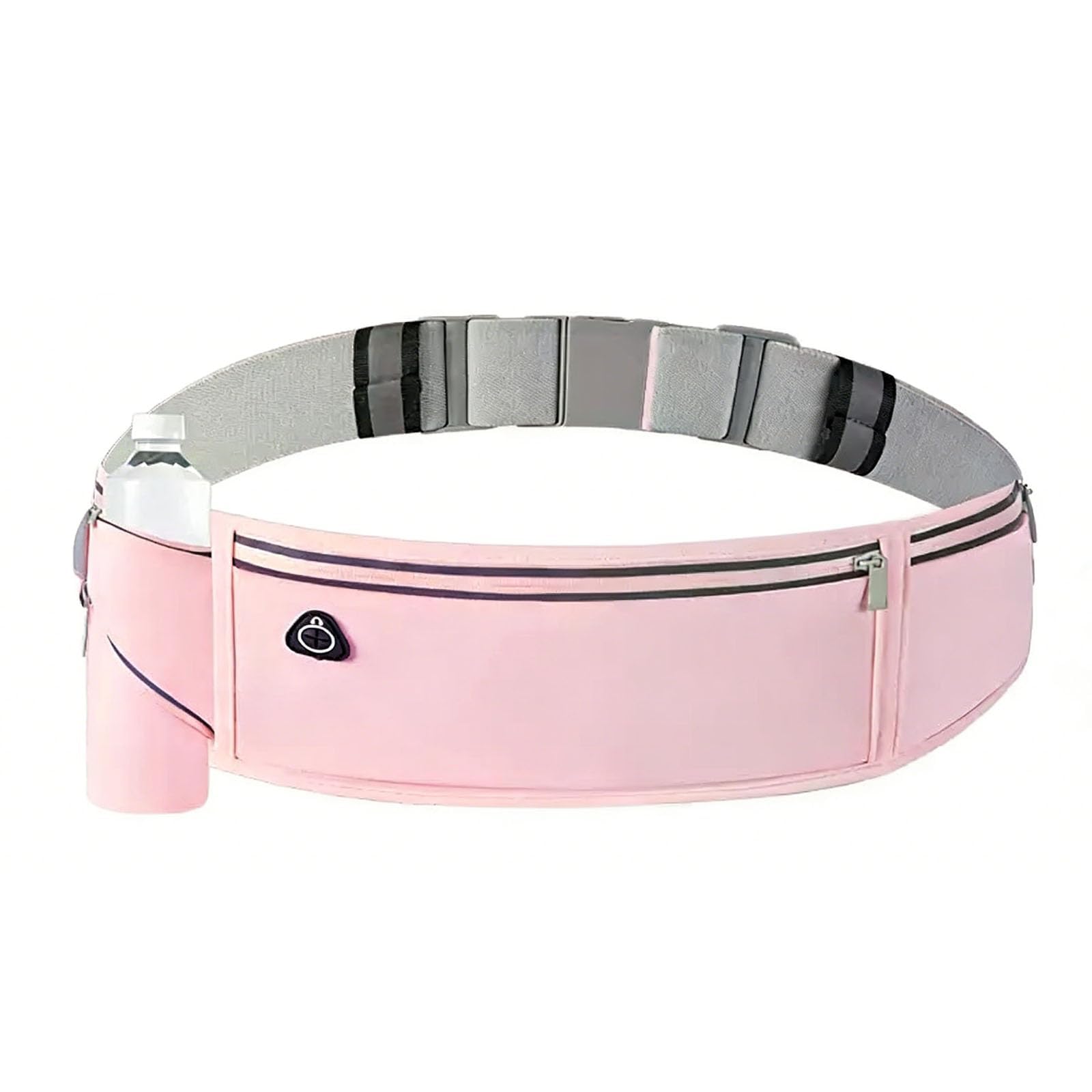 Bamily Running Belt Waist Pack, Water-Resistant Sweatproof Multi-Pocket Running Phone Holder for Women, Pink Marathon Outdoor Waist Bag for Running, Cycling, Hiking & Fitness