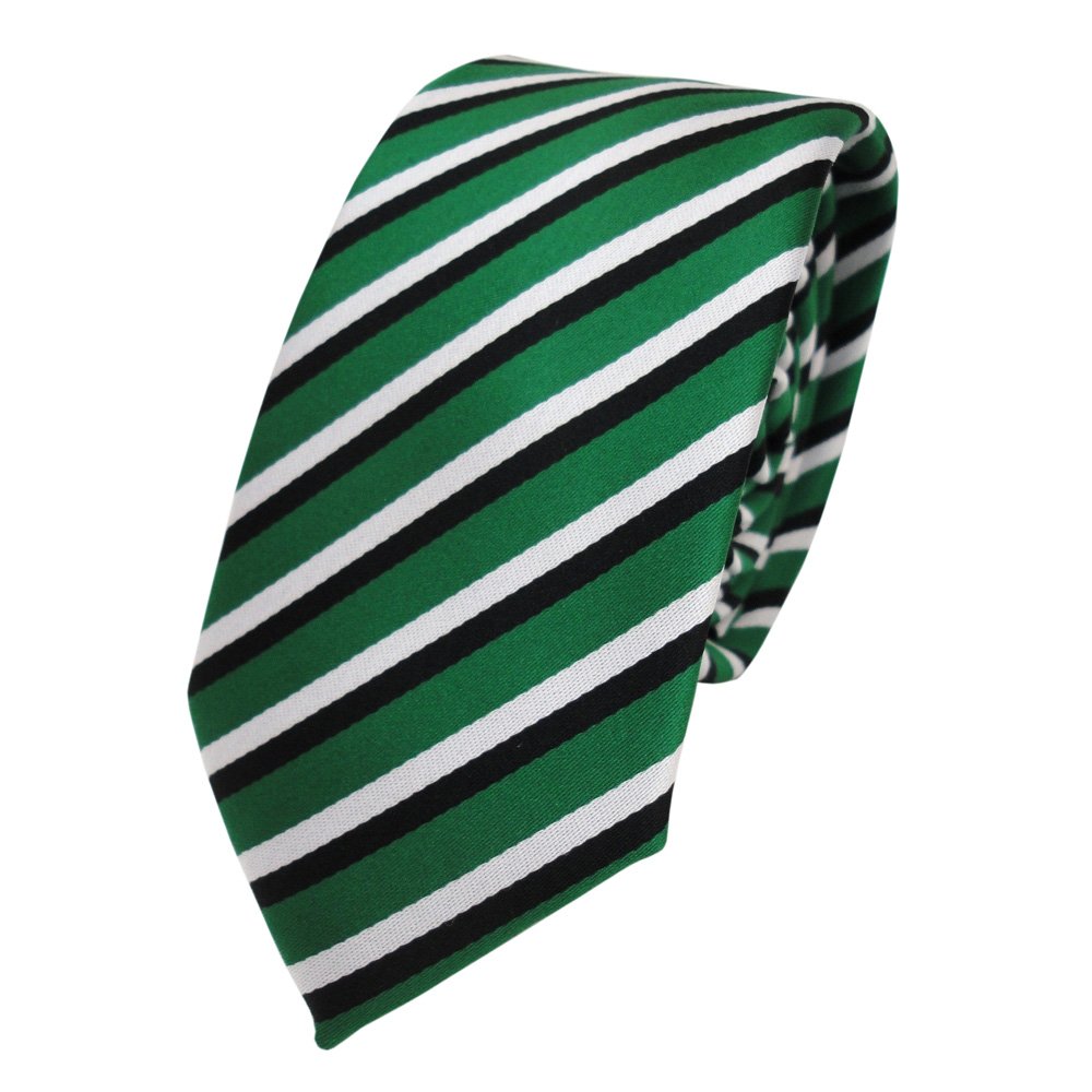 TigerTie narrow Designer tie necktie - green signal-green black white striped