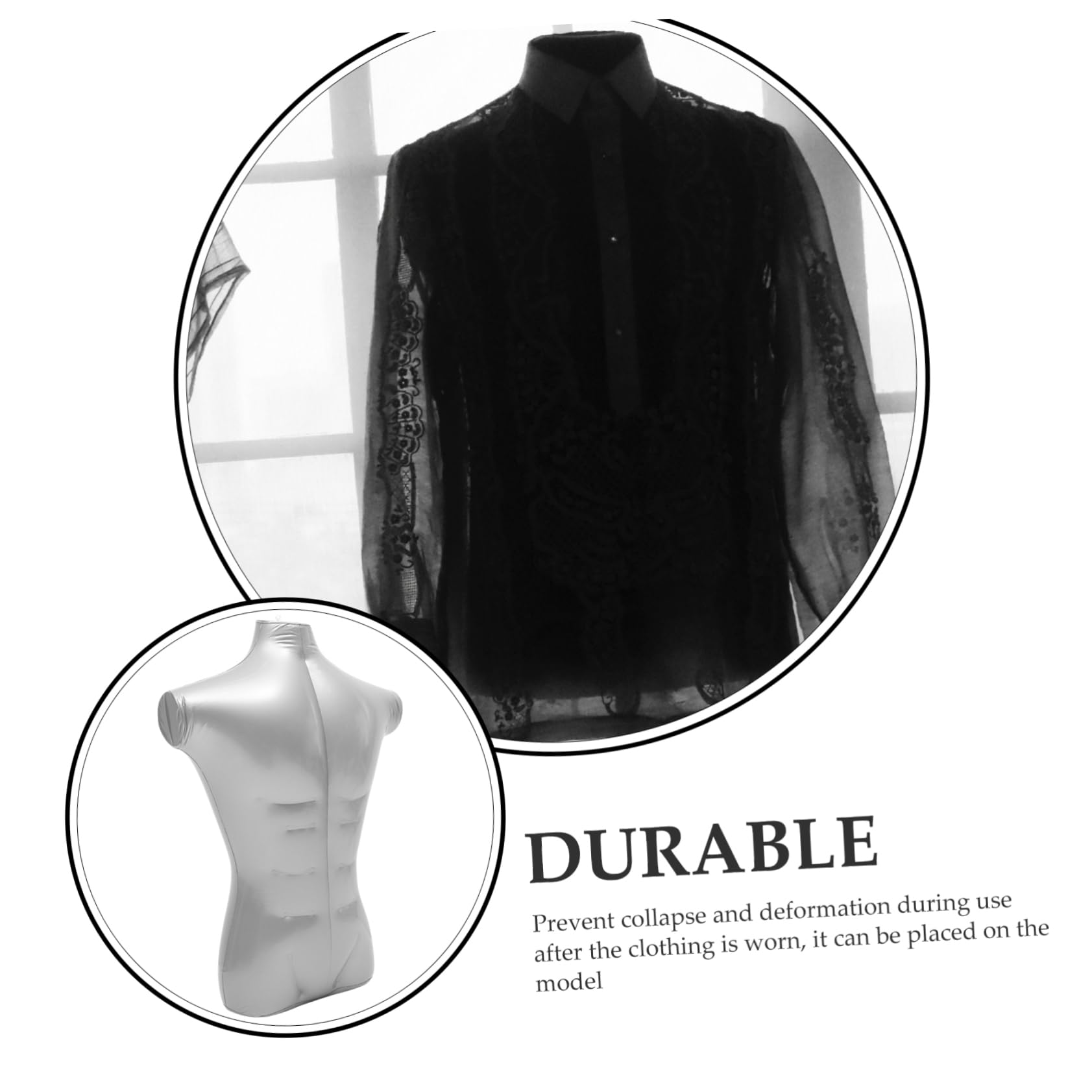 Hohopeti Maniquí Femenino Inflable de Medio Cuerpo en PVC Plata, Portátil y Resistente para Exhibición de Ropa en Tienda o Fotografía