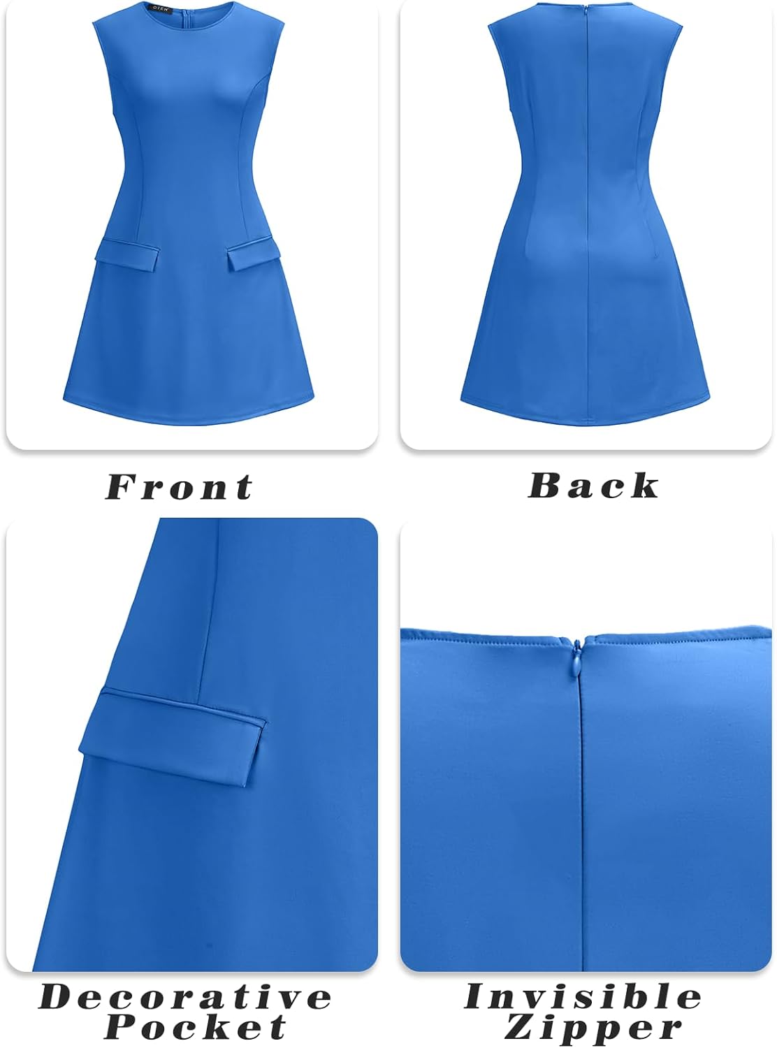 oten Women's Sexy Cap Sleeve Mock Neck Mini Dress A-Line Flare Club Night Out Party Short Dresses