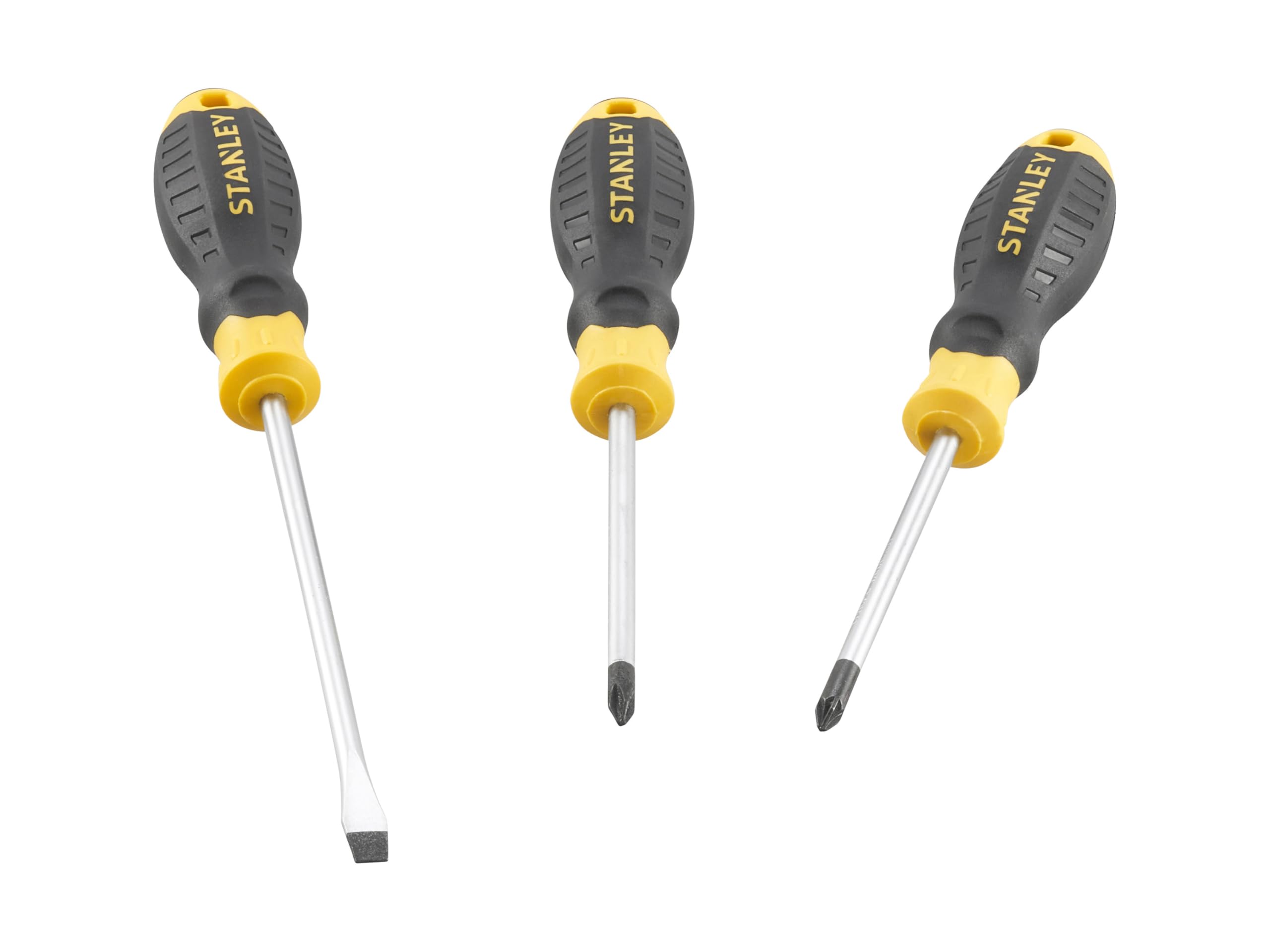 Stanley 3 Piece Cushion Grip Phillips, Pozi and Slotted Screwdriver Set