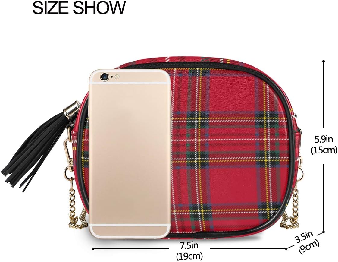 ALAZA Tartan Background Plaid Crossbody Bag with Adjustable Metal Chain Strap for Women Girl - Image 5