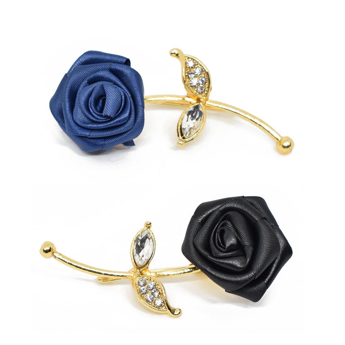 Verceys Handmade Polyester BlueAnd Black Rose Golden Leaf Lapel Men Brooch Boutonniere Tuxedo Pin Suit Wedding Corsage - 2 Brooches (B079FYSC17) Amazon Price History, Amazon Price Tracker