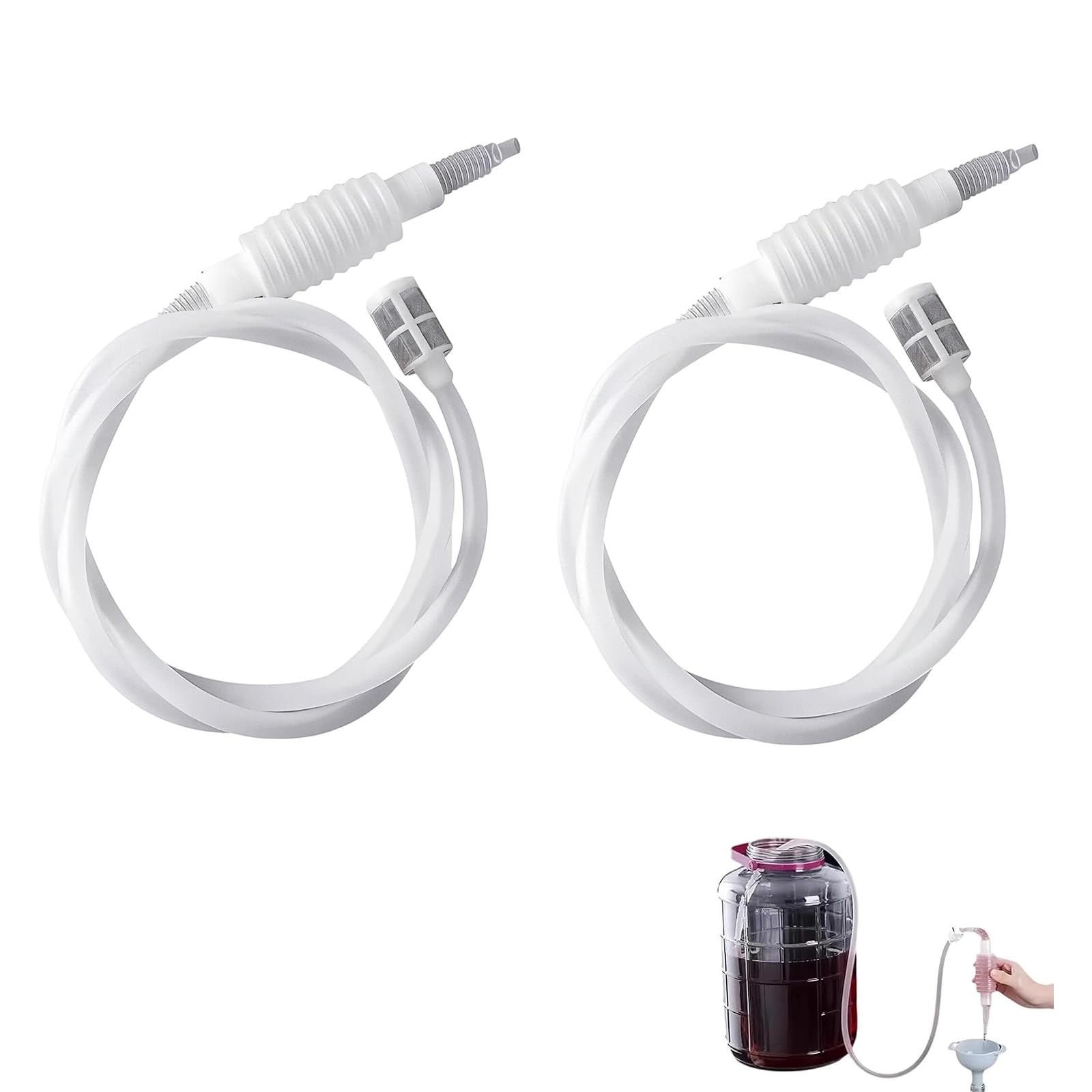 Wismont 2 Pack Siphon Pump Kit with Filter, Plastic Syphon Tube Wine Making Kit, Home Brew Equipment DIY Tools for Home Brew Beer Making