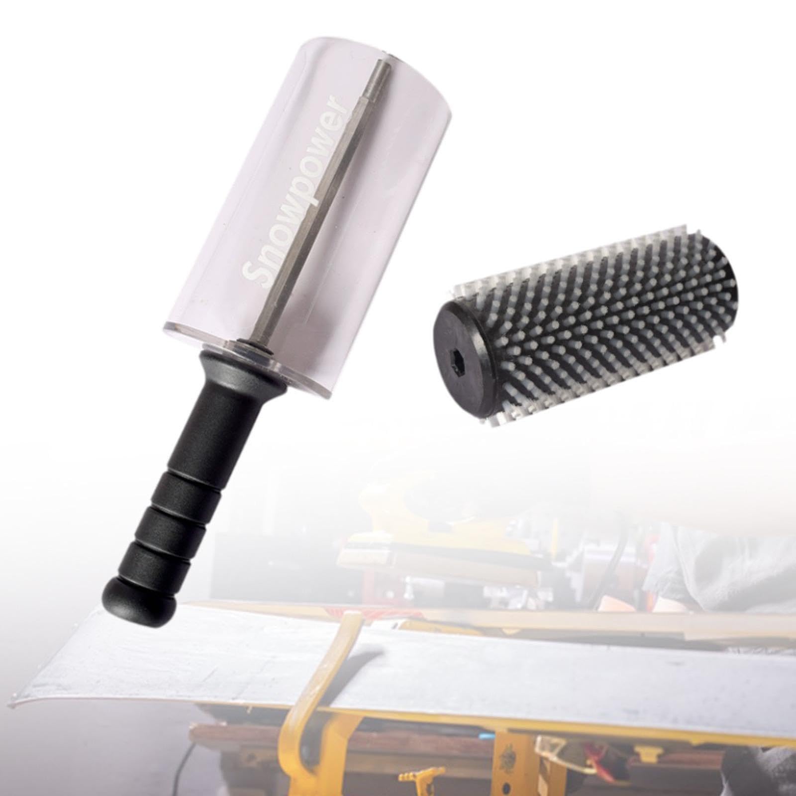 Oshhni Kit de Brosse rotative pour Ski, Brosse à Cire pour Snowboard, Brosse de 6 Pouces avec poignée, Outil de fartage antidérapant, Brosse à Cire pour Ski