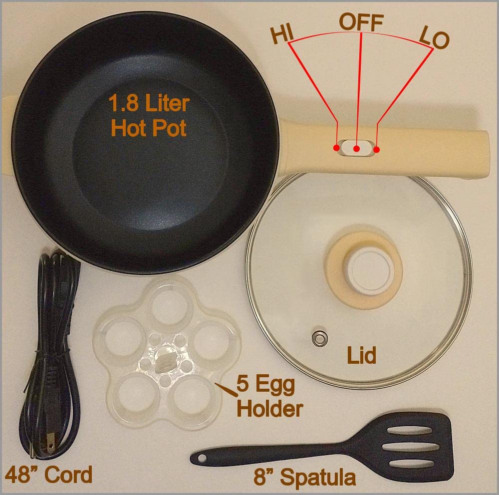 6/mo Finance Dezin Electric Hot Pot, 1.8L NonStick Sauté Pan, Rapid