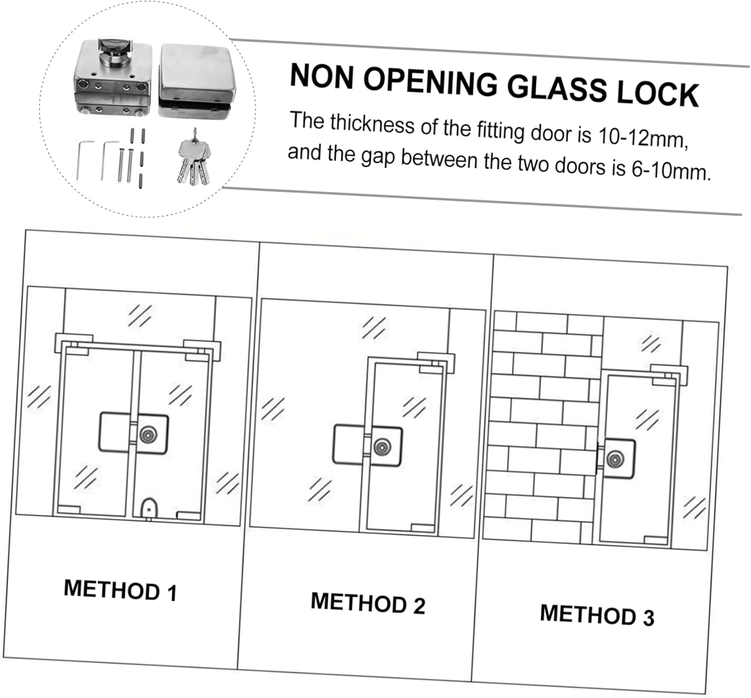Stainless Steel Glass Door Lock Central Latch for Glass Doors Easy Installation No Drilling Required for Use