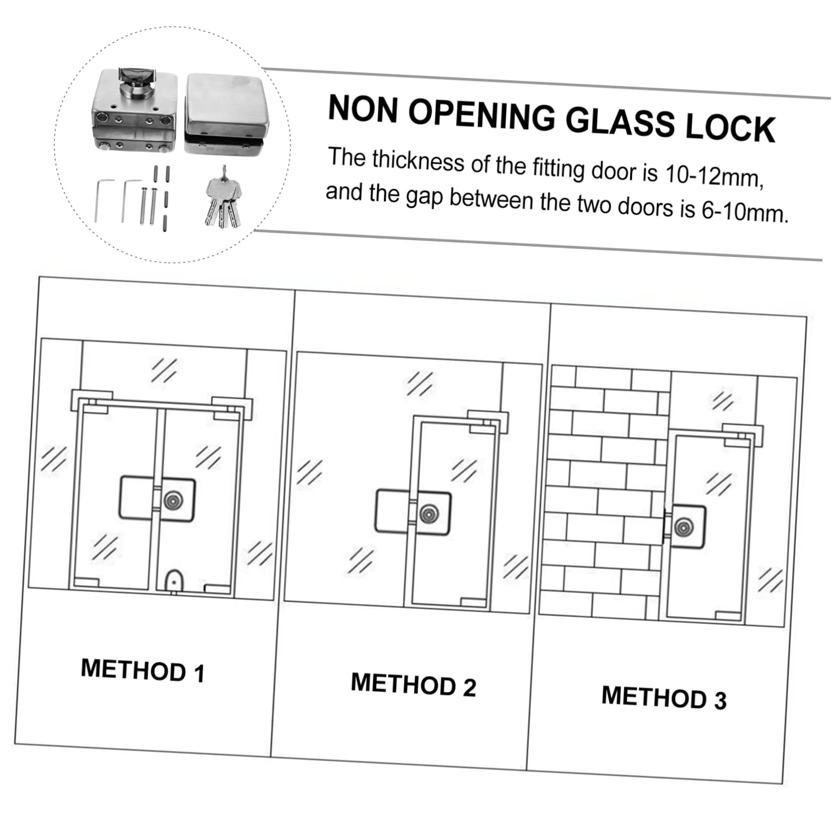 Loquet De Porte En Verre En Acier Inoxydable Requis Moraillon De Serrure De Porte Double Finition Brossée