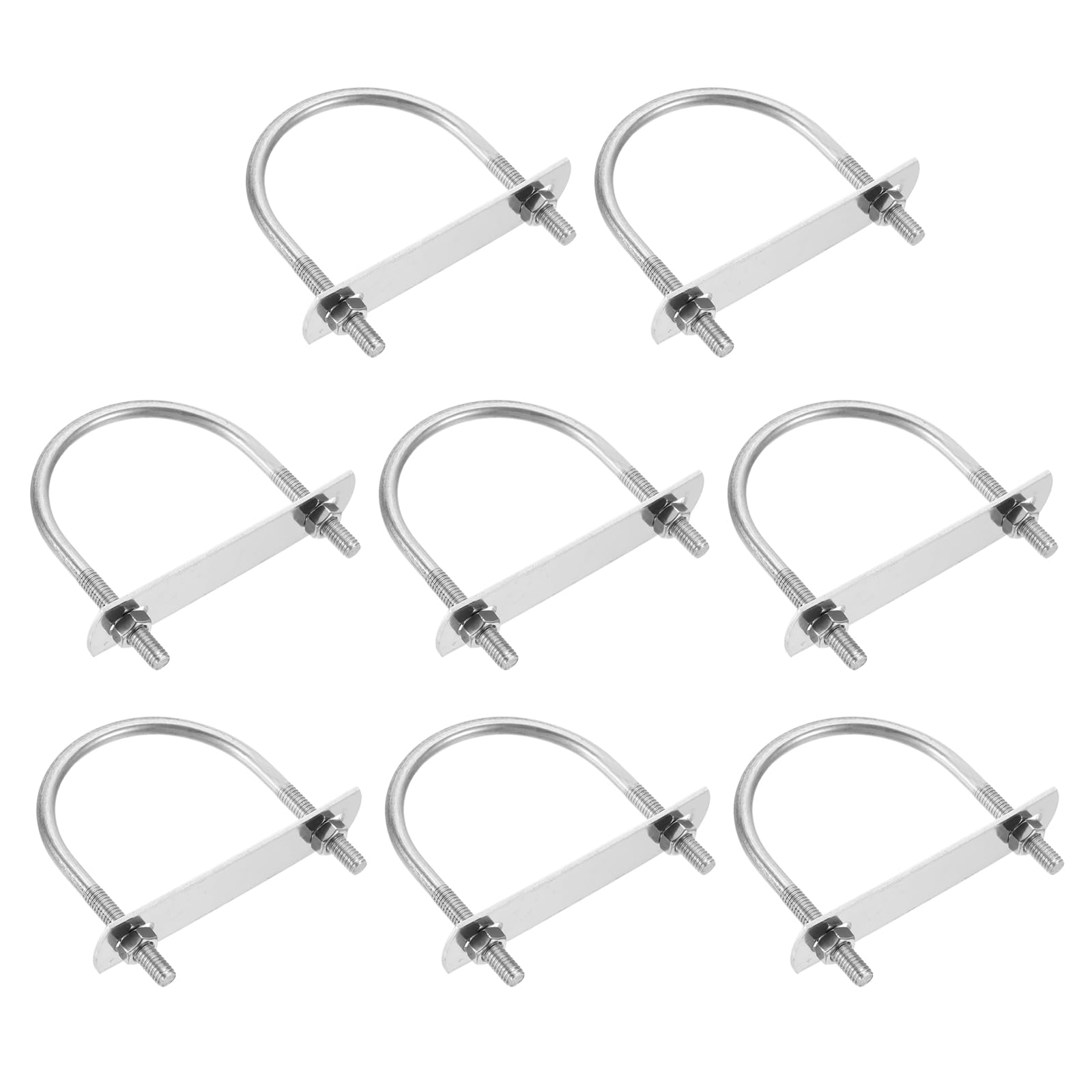 sourcing map M6 Round U-Bolts, 8 Sets 57mm(2.24 Inner Width 77mm(3.03") Length 201 Stainless Steel U-Clamp Bolt with Plates & Nuts for Automobile, Trailer, Boat Trail, Silver