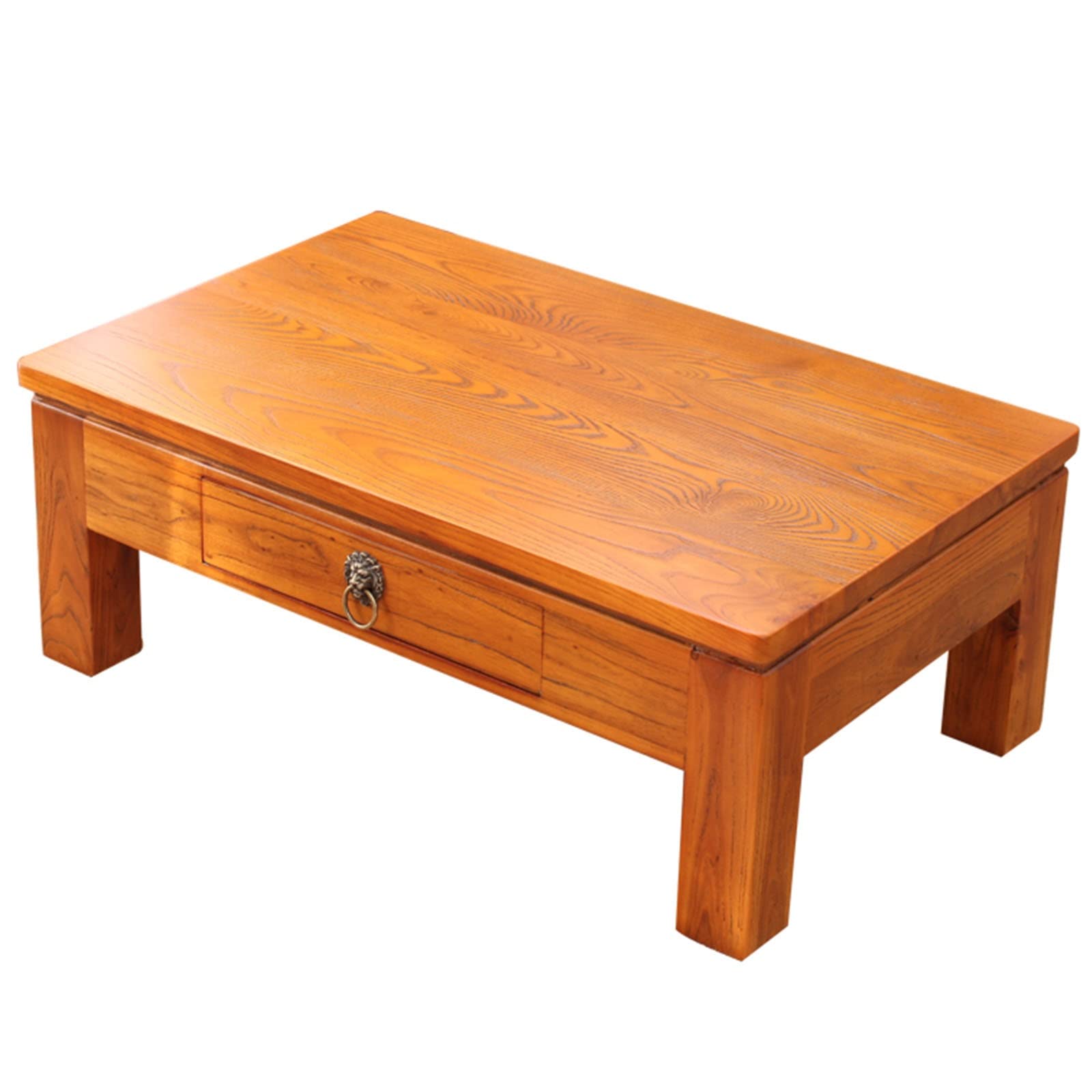 Petite table pour appartements en bois d'orme avec rangements anti-désordre