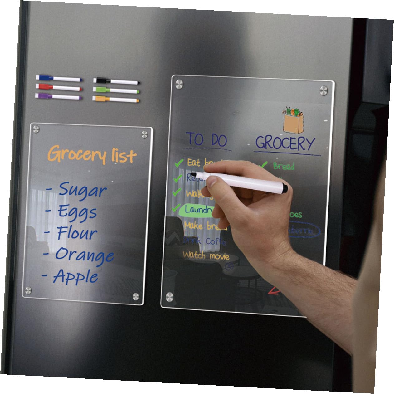 Magnetisches Acryl Whiteboard für Kühlschrank Tragbare und Trocken Abwischbare Notiztafel für Tägliche Planung und Familienorganisation