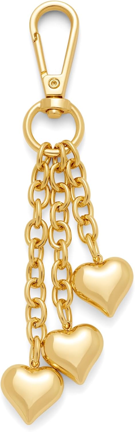 Gold Heart Keychains Accessories for Women - Cute Gold Bag Charms for Handbags/Tote Bags/Purse, Gift for Her