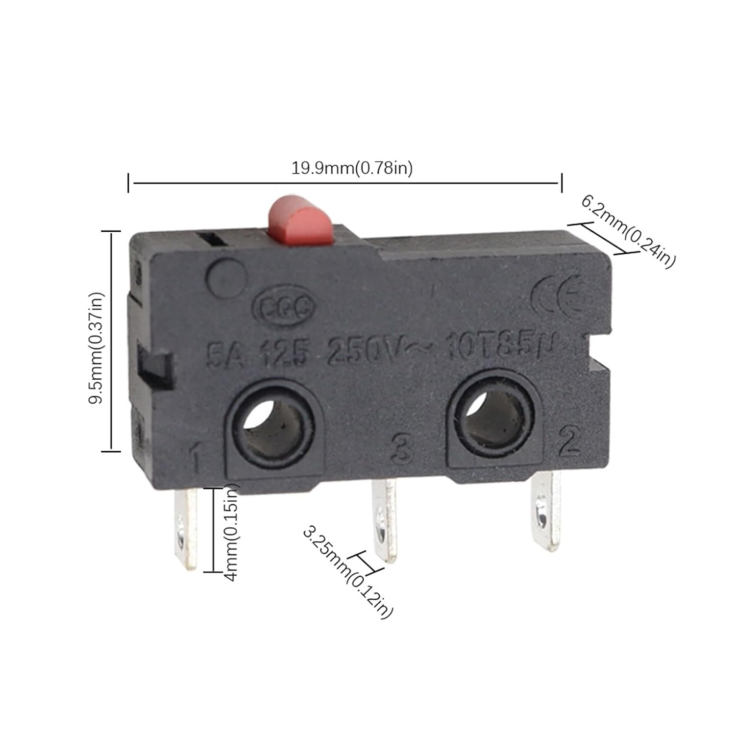 5A 125V250V KW12 Travel Limit Switch KW11-3Z-2 with Handle 16mm Contact Button KW12-N 2Pin/3Pin KW12-A NO/NC(Left Foot with Rod,15PCS)