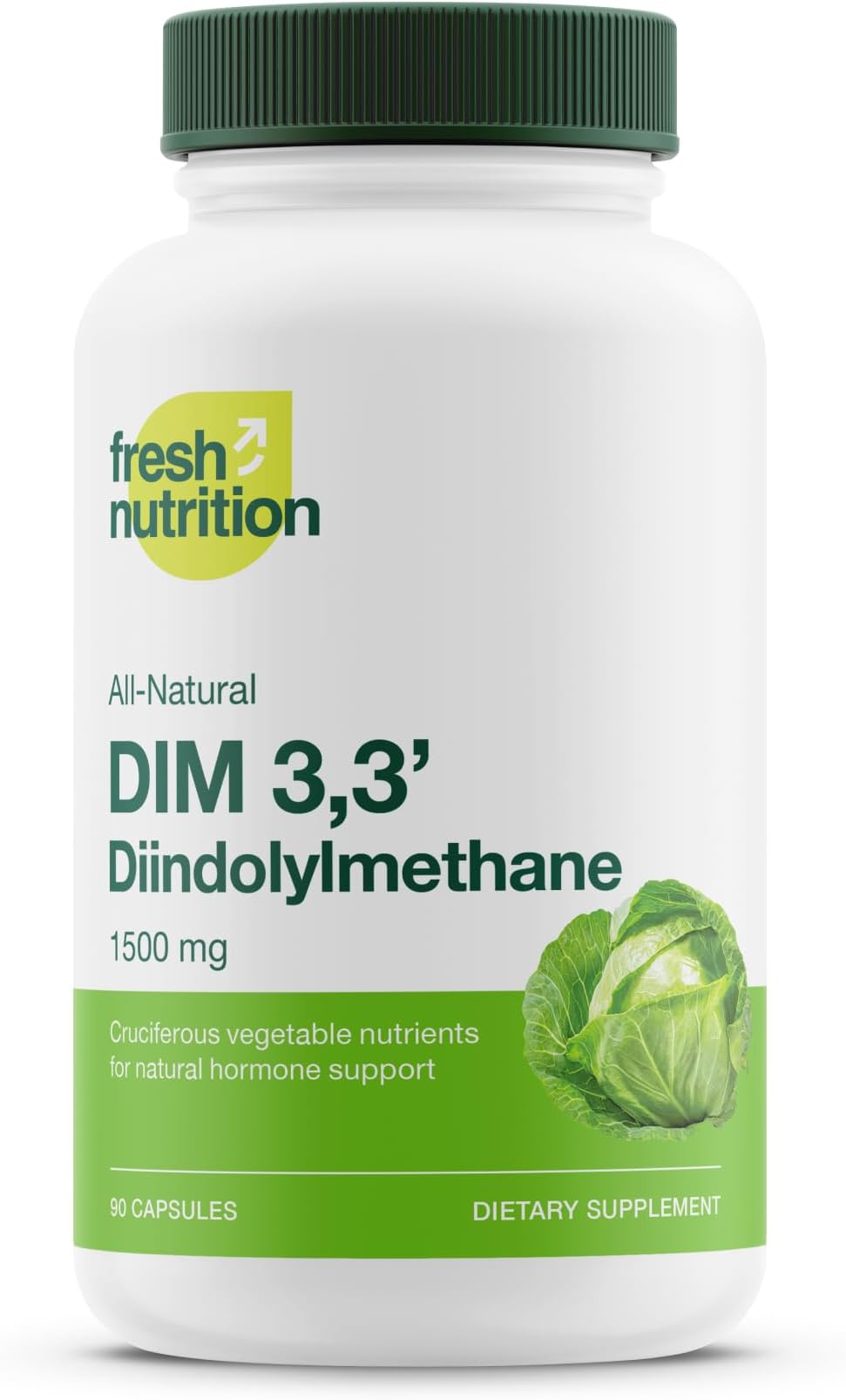 DIM Supplement 500mg - Diindolylmethane for Estrogen Metabolism, Hormonal Health, Acne & Antioxidant Support โ Vegan, Non GMO, Gluten-free - 90 Capsules