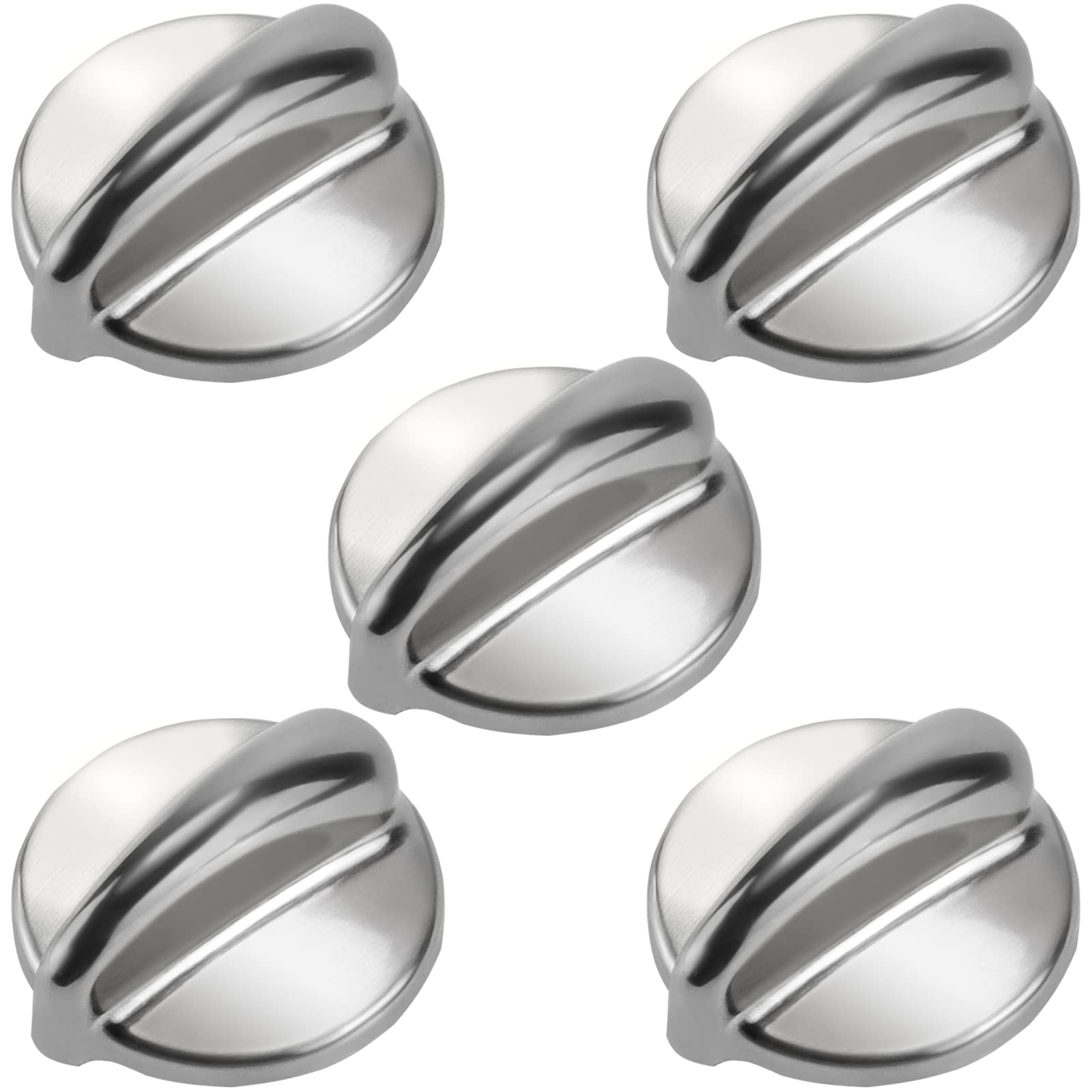 WB03K10303 Profile Stove Knob for GE Stove Knobs, Stainless Steel, Metal Heavy Duty,Replaces Surface Burner Control Knob WB03k10208 1810427 AP4980246 PS3486484(5 Pack)