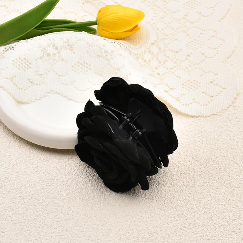 Pinza para el cabello tipo garra Black Rose para mujeres y niñas con diseño de flor hawaiana miniatura 5