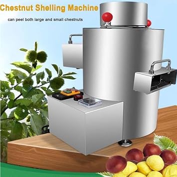 Automatic Chestnut Peeling Machine, Stainless Steel Chestnut Peeling Machine, 200 kg/h Commercial Electric Peeling Machine with Handle,12V-10-knife