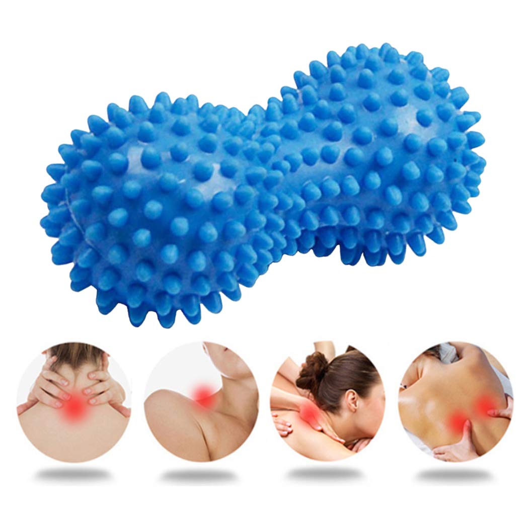 Palline da Massaggio，Sfera da Massaggio Palla da Massaggio Doppia Palla da Riccio Massaggio(Blu)