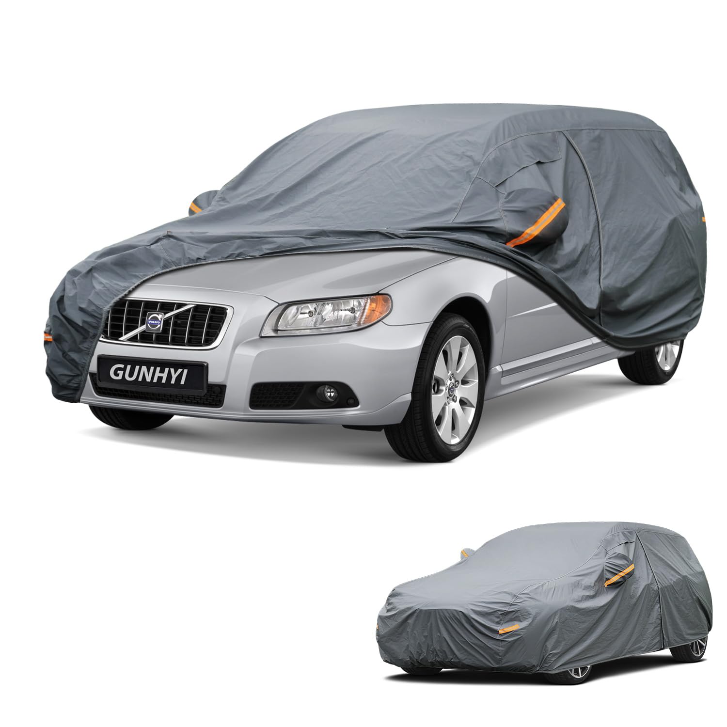 GUNHYI Premium Car Cover Custom Fit Volvo V70, 16 Layers Heavy Duty Car Cover Waterproof All Weather with Zipper Door for Sun Rain Snow Dust Uv Protection