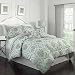 Traditions By Waverly 14414BEDDQUEAEG Happy Festival 88-Inch by 88-Inch 6-Piece Queen Comforter Set, Aegean