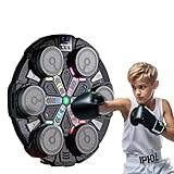 Music Boxing Machine for Kids,Smart Boxing Equipment,USB Rechargeable,Wall-Mounted Bluetooth Punch Pad with Gloves,Sport Toy Gifts for 3 4 5 6 7 8 9 10 11 12 Year Old (6-target black)