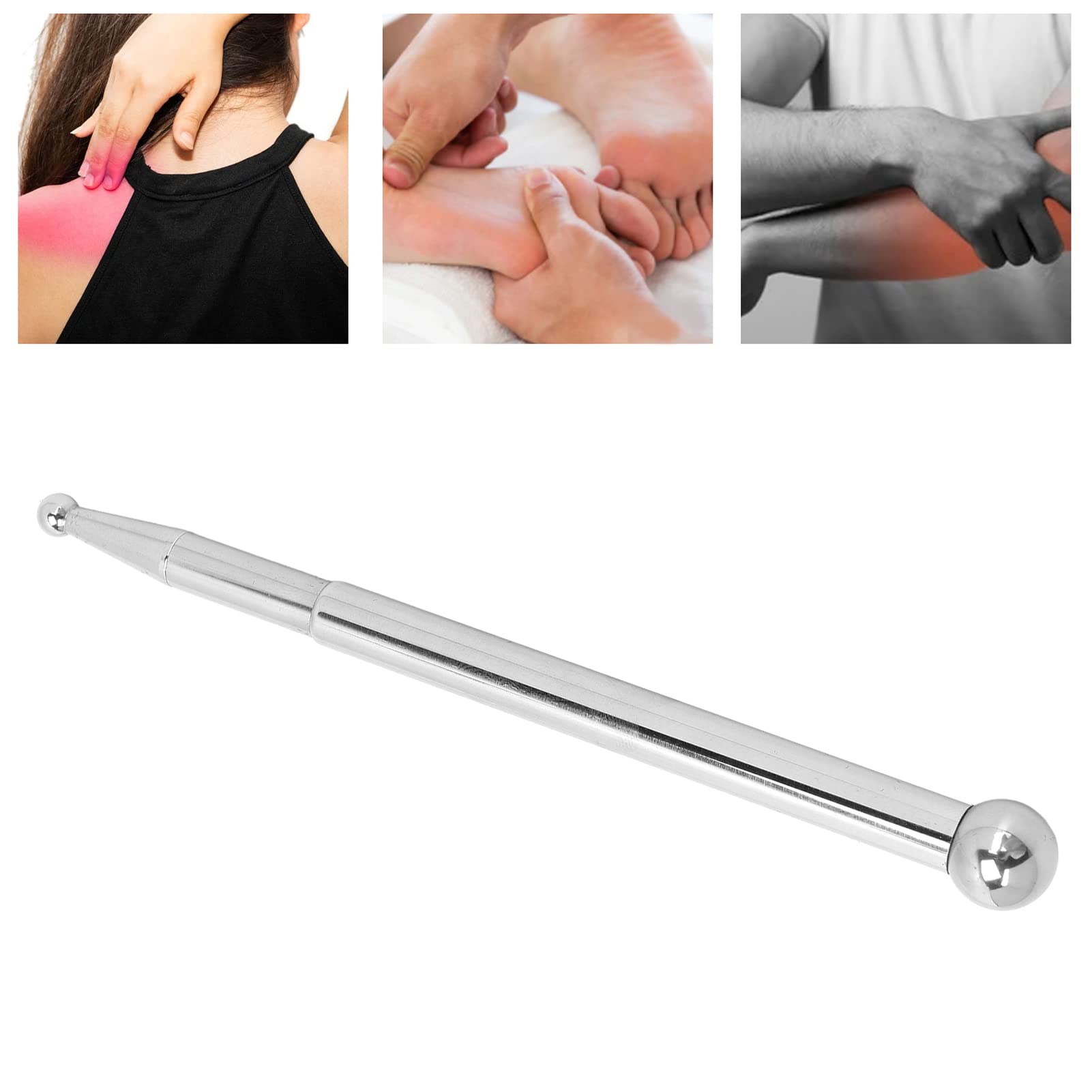 Stainless Steel Deep Tissue Massage Tool, Manual Acupuncture Massage Pen for Full Body Meridian Pain Relief