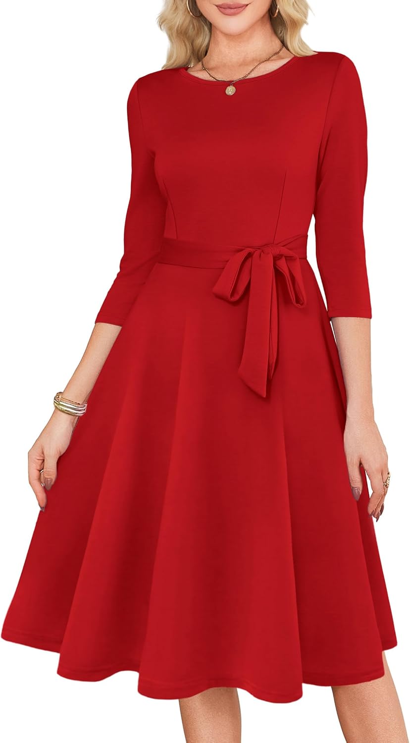 RUMIA Women's Cocktail Dresses 3/4 Sleeve Vintage Wedding Guest Dress (XS-3XL) - Image 4