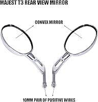 Vista 3 de Minho Espejos laterales de motocicleta convexos universales cromados de 0.394 in, compatible con Honda Kawasaki Suzuki Custom Street Sports Dirt