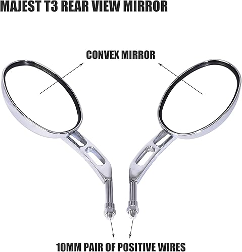 Miniatura 3 de Minho Espejos laterales de motocicleta convexos universales cromados de 0.394 in, compatible con Honda Kawasaki Suzuki Custom Street Sports Dirt