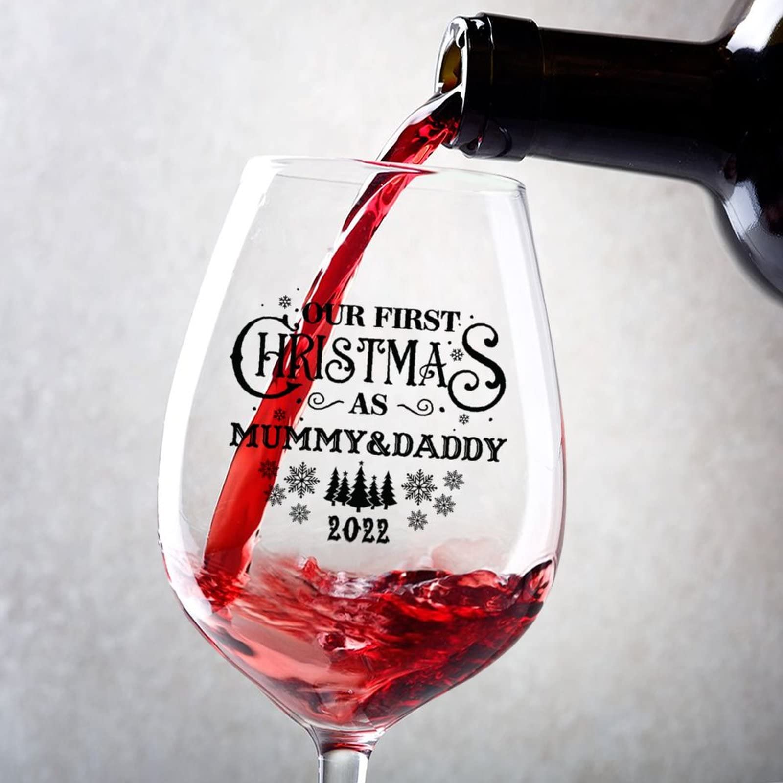 Verres à vin Premier Noël Mummy & Daddy : cadeau de mariage personnalisé