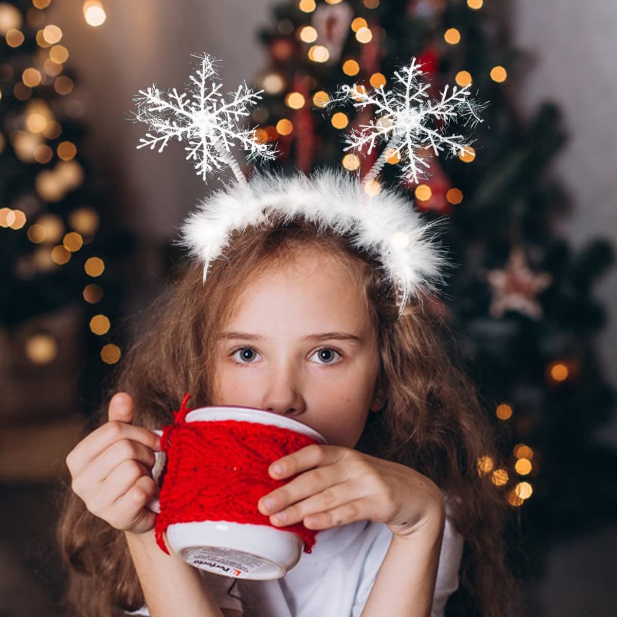 Amazon.com: Snowflake Headbands Feather Hair Hoop Glitter  display picture 2