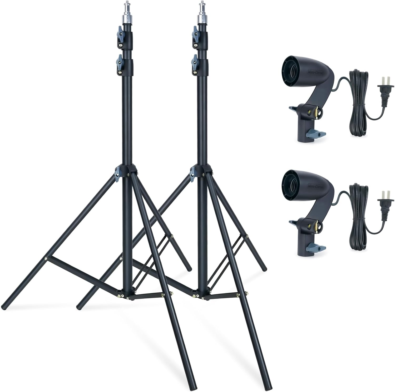 LINCO Lincostore Zenith 7 feet/225cm Photo Studio Light Stands Set of Two with Photography Studio AC Fire-Resistant Socket E26/E27 Mini Cirrus for Umbrella Head softbox Head