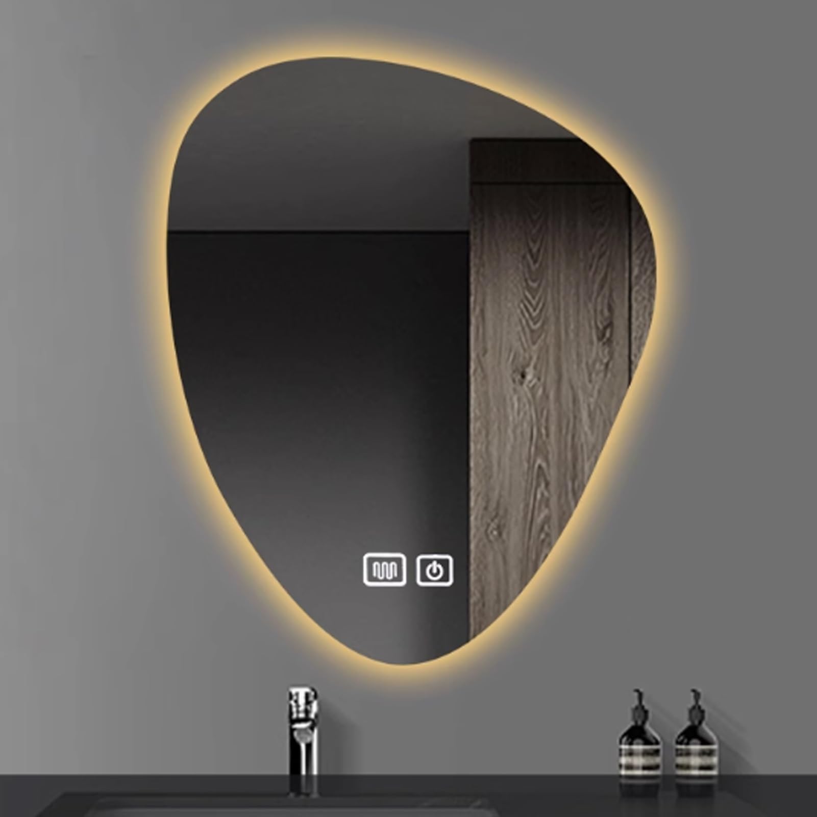 Miroir de salle de bain à LED irrégulier en larme rétroéclairé dimmable 50x70cm YVYKFZD