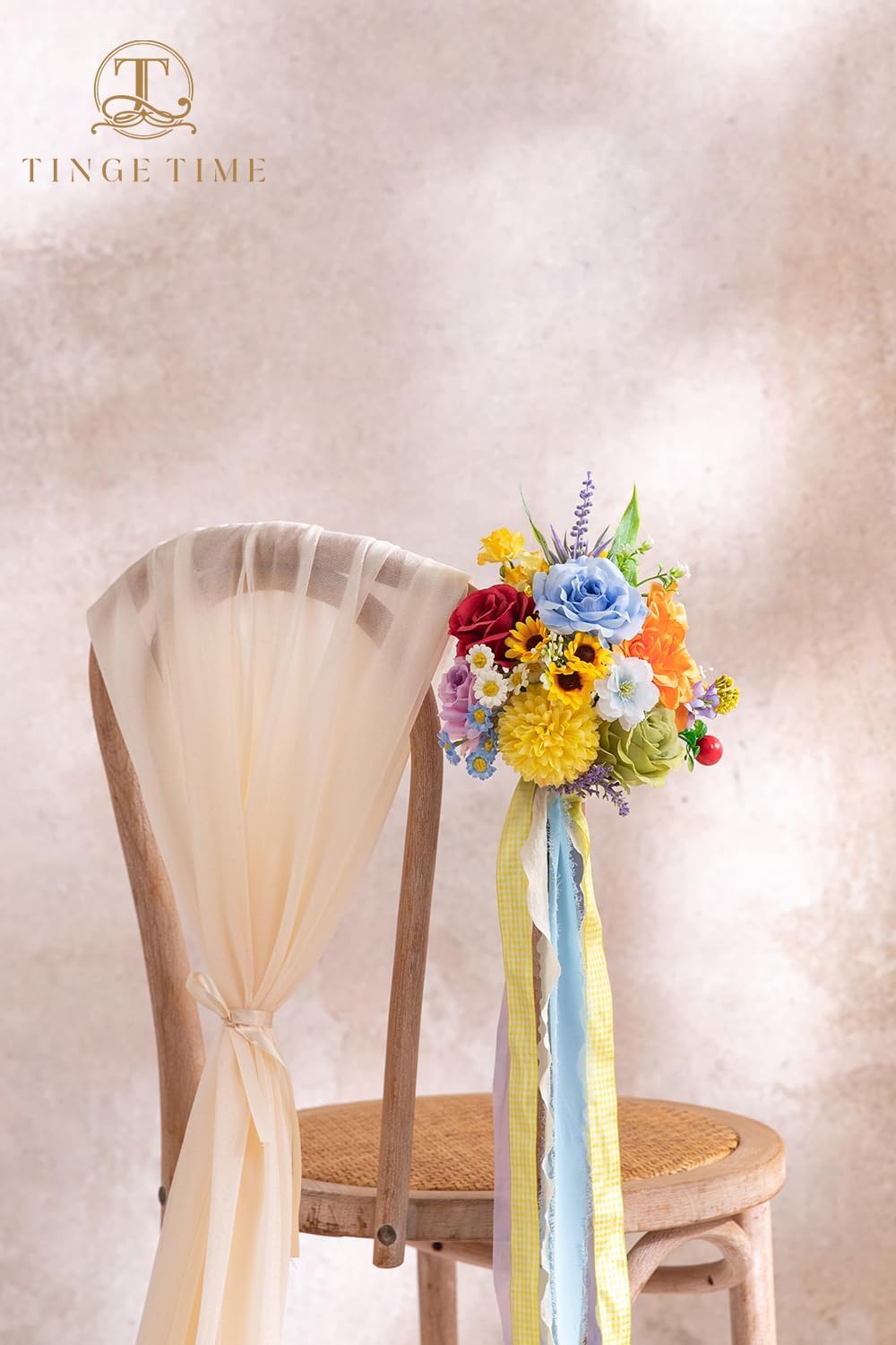 TINGE TIME Fake Flowers Artificial Flowers Peonies Bulbous Chrysanthemum Daisy Hydrangea Sunflower Violets Dahlia Daffodils Epiphyllum Orchid Cherry Blossom Camellia Leyaron (Rainbow Colorful) - Image 5