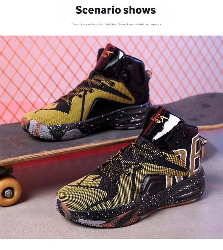 Chaussures de basketball à tige haute avec mesh aéré anti-choc