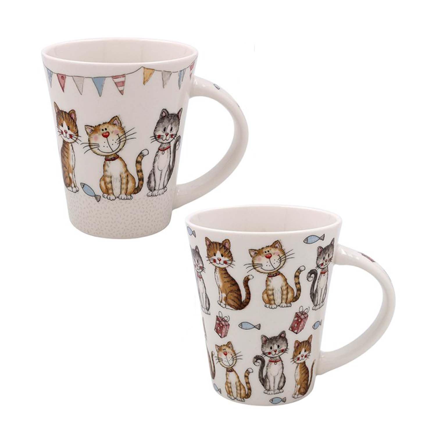 The Leonardo Collection Faithful Friends - Set of 2 Cats Design - Fine China Mugs, LP73797
