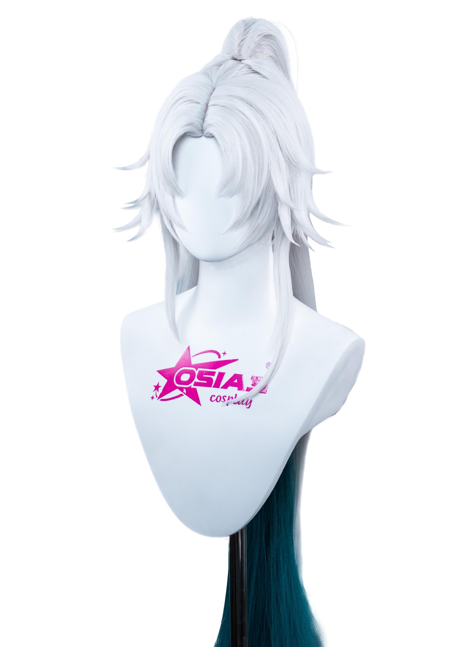 OSIAS Feixiao Wig Long White to Green Gradient Synthetic Heat Resistant Hair - Image 2